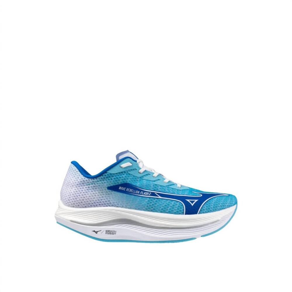 NEW MIZUNO men's wave rebellion flash 2 sneaker in river-blue (rbun)
